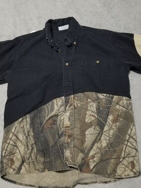 Chase Authentics Black Button-Up Shirt with Gold Button